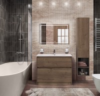 Мебель для ванной комнаты BelBagno Kraft 100 напольная, rovere tabacco, раковина LOV-1000-LVB