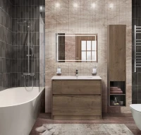 Мебель для ванной комнаты BelBagno Kraft 100 напольная, rovere tabacco, раковина LOV-1000-LVB