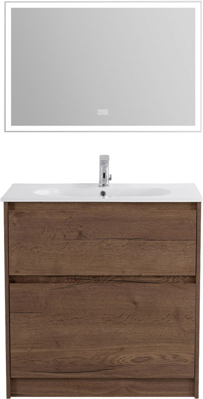 Мебель для ванной комнаты BelBagno Kraft 100 напольная, rovere tabacco, раковина LOV-1000-LVB