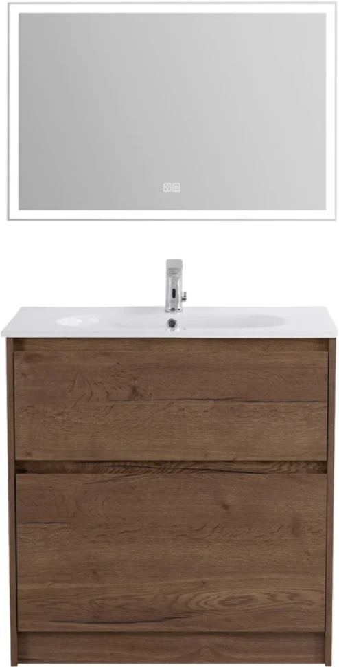 Мебель для ванной комнаты BelBagno Kraft 100 напольная, rovere tabacco, раковина LOV-1000-LVB