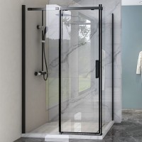 Душевой уголок Veconi Rovigo RV-070B 160х100 см, профиль матовый черный, стекло прозрачное