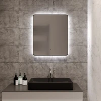 Зеркало MIXLINE "Инканто" 600*700 (ШВ) бесконтактный сенсор, светодиодная подсветка,черная окантовка Зеркало MIXLINE "Инканто" 600*700 (ШВ) бесконтактный сенсор, светодиодная подсветка,черная окантовка