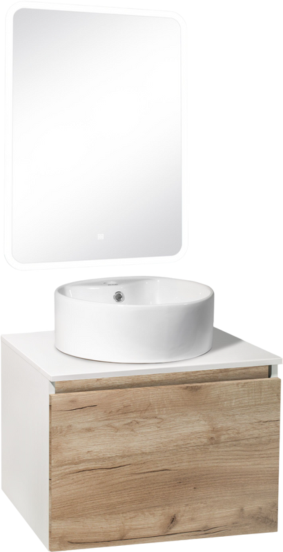 Мебель для ванной комнаты Runo Бари 60 крафтовый дуб, раковина Sole 40