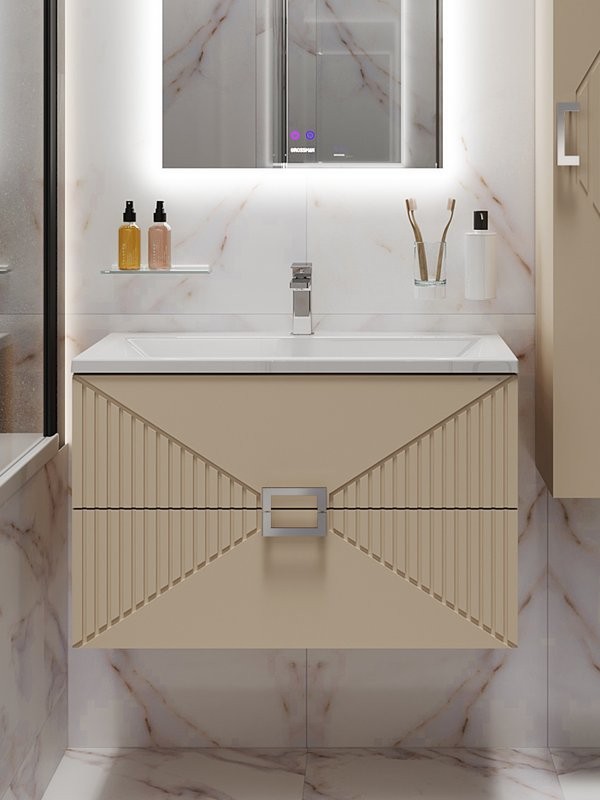 Тумба с раковиной Grossman Луксор 80 матовая бежевая