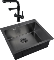 Комплект Мойка Zorg Inox PVD 5951 grafit + Смеситель Sanitary SZR-3216 Grafit графит