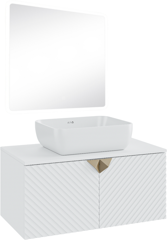 Мебель для ванной комнаты Runo Андорра 85 белая матовая, белый глянец, раковина Cuatro 50