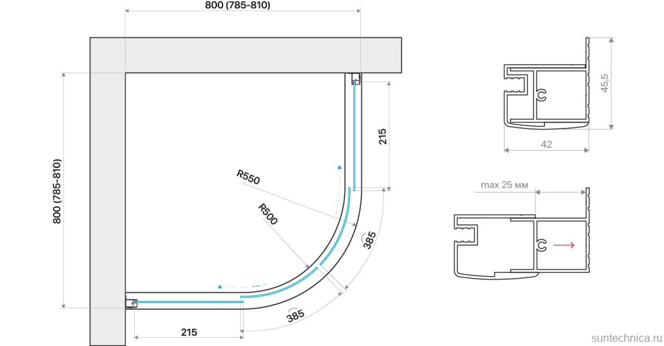 Душевой уголок Vegas Glass ZS Novo 80 01 01 профиль белый, стекло прозрачное