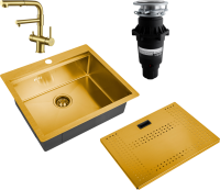 Комплект Мойка Zorg Master N-5952 Bronze + Смеситель Sanitary SZR-3216 Bronze бронза + Измельчитель Bone Crusher BC 810-SL Slim Line