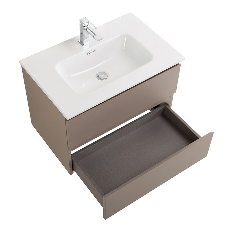 Тумба с раковиной BelBagno Kraft 60 подвесная, матовая бежевая, раковина bb600etl