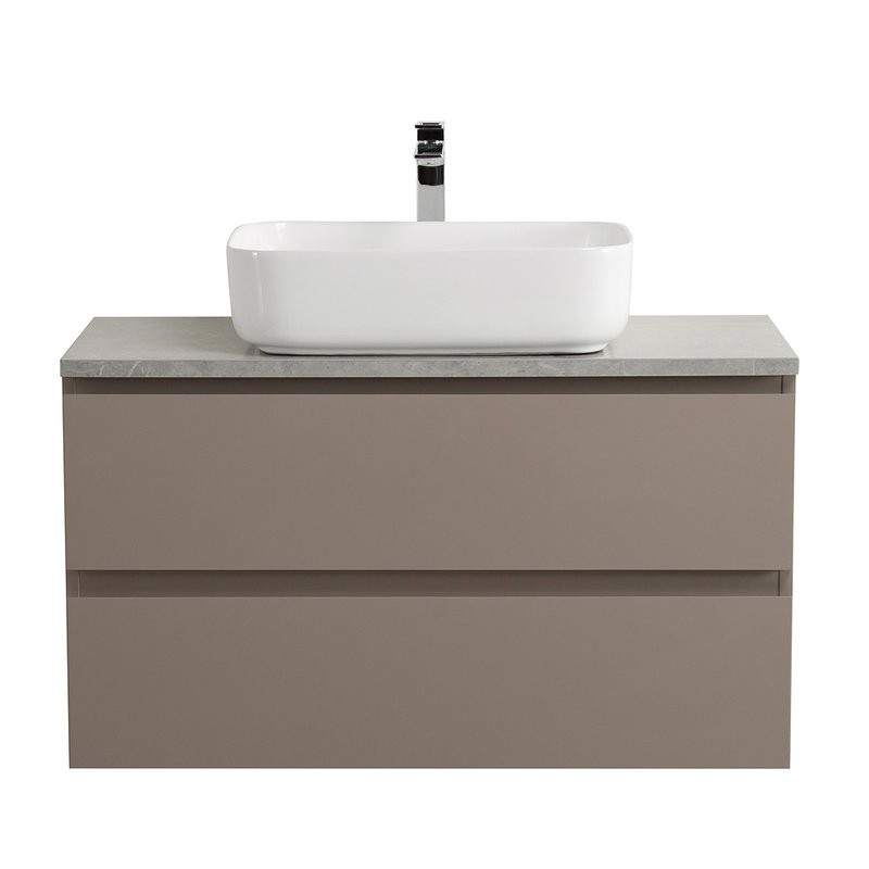 Тумба с раковиной BelBagno Kraft 100 подвесная, матовая бежевая, столешница kep-100-mgl, раковина BB1304