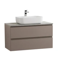 Тумба с раковиной BelBagno Kraft 100 подвесная, матовая бежевая, столешница kep-100-mgl, раковина BB1304
