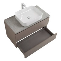 Тумба с раковиной BelBagno Kraft 100 подвесная, матовая бежевая, столешница kep-100-mgl, раковина BB1304