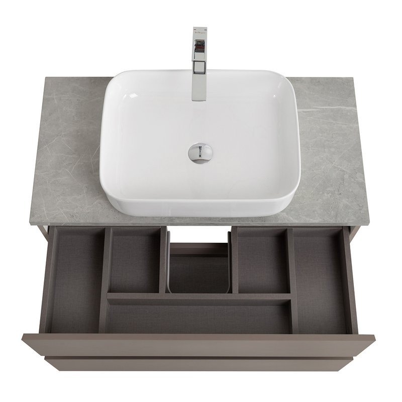 Тумба с раковиной BelBagno Kraft 100 подвесная, матовая бежевая, столешница kep-100-mgl, раковина BB1304