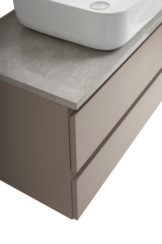 Тумба с раковиной BelBagno Kraft 100 подвесная, матовая бежевая, столешница kep-100-mgl, раковина BB1304