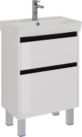 Тумба под раковину Lemark Combi 60 черная, белая глянцевая