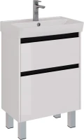 Тумба под раковину Lemark Combi 60 черная, белая глянцевая