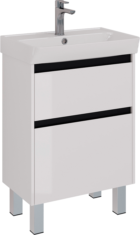 Тумба под раковину Lemark Combi 60 черная, белая глянцевая