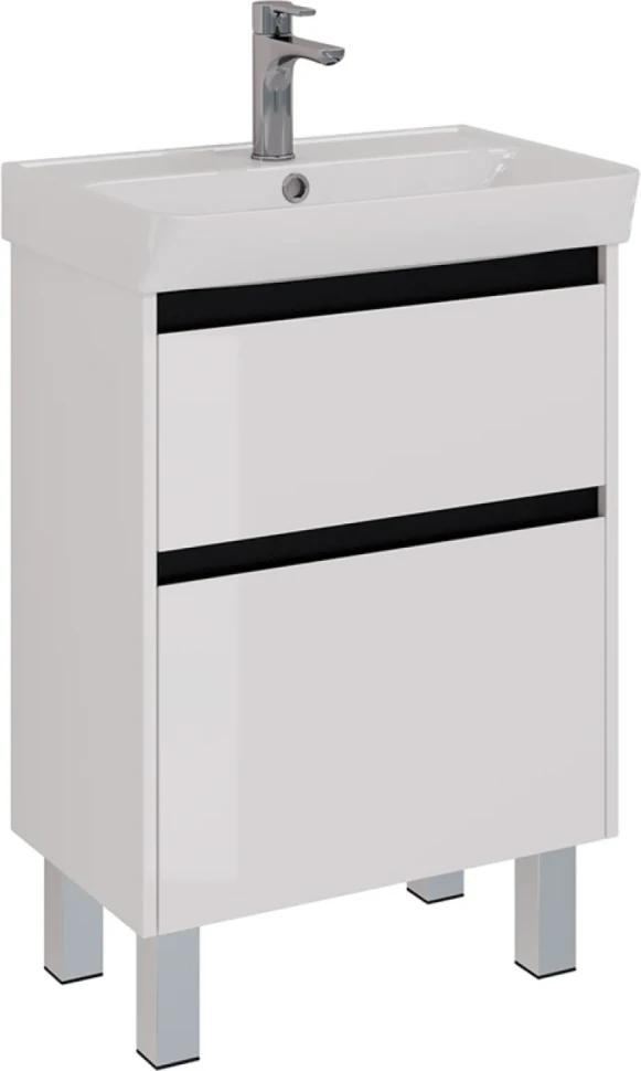 Тумба под раковину Lemark Combi 60 черная, белая глянцевая