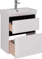 Тумба под раковину Lemark Combi 60 черная, белая глянцевая