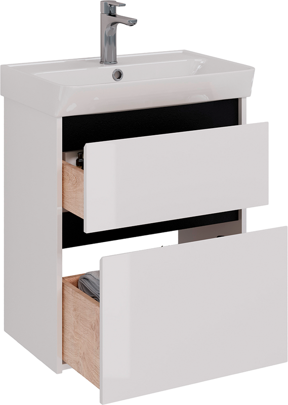 Тумба под раковину Lemark Combi 60 черная, белая глянцевая