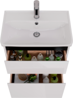 Тумба под раковину Lemark Combi 60 черная, белая глянцевая