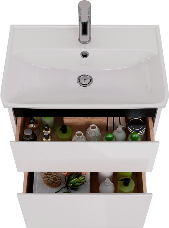 Тумба под раковину Lemark Combi 60 черная, белая глянцевая