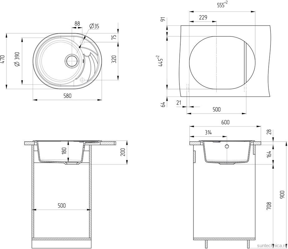 Мойка кухонная Ulgran U-403 -309 темно-серая