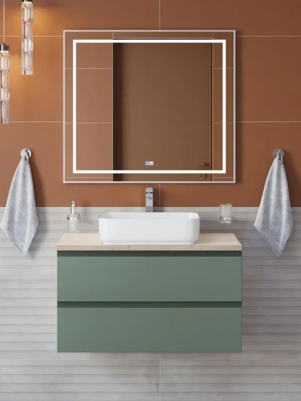 Мебель для ванной комнаты BelBagno Kraft 80 подвесная, матовая еловая, столешница kep-80-mco, раковина BB1304