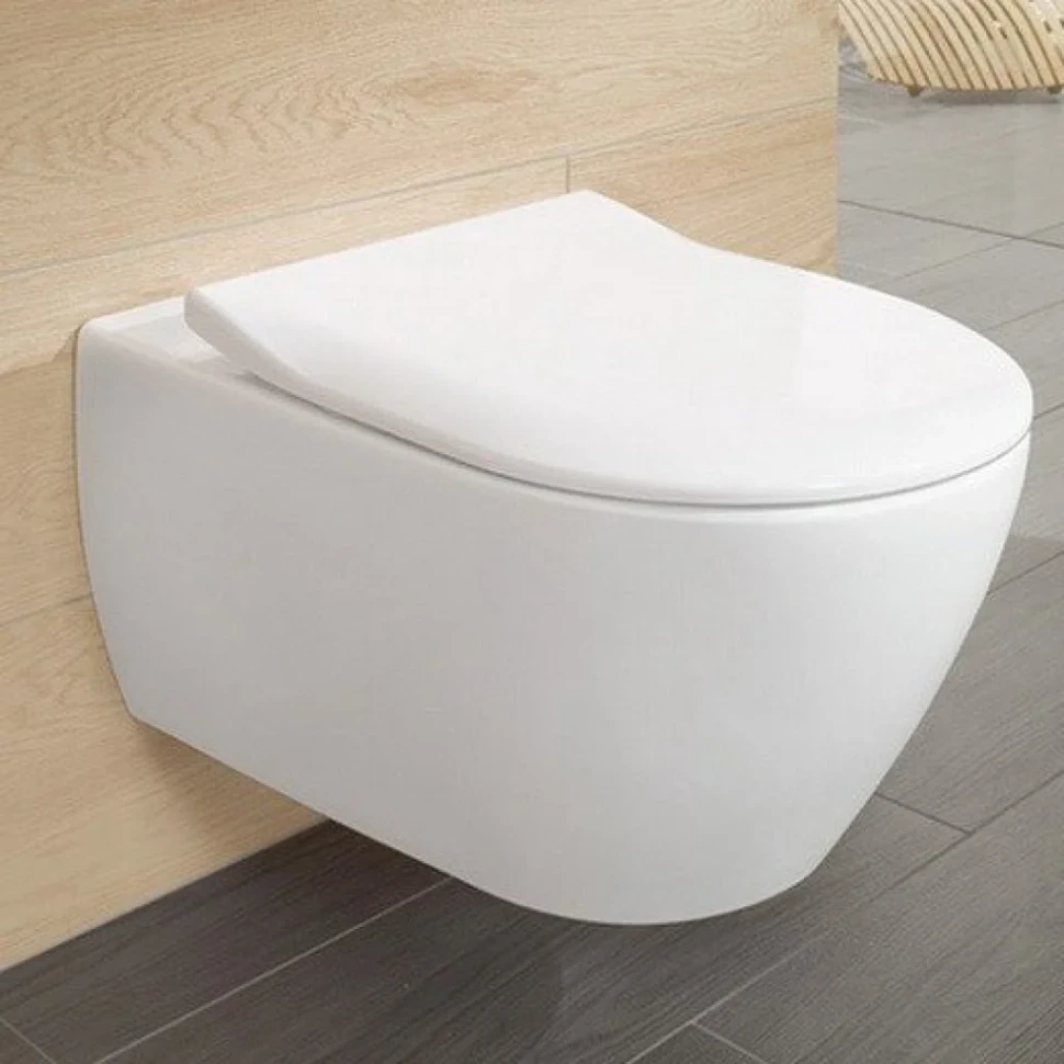 Комплект Унитаз подвесной Villeroy & Boch Subway 2.0 5614R201 alpin + Инсталляция Geberit Duofix Delta 458.124.21.1 3 в 1 с кнопкой смыва, хром + Звукоизоляция