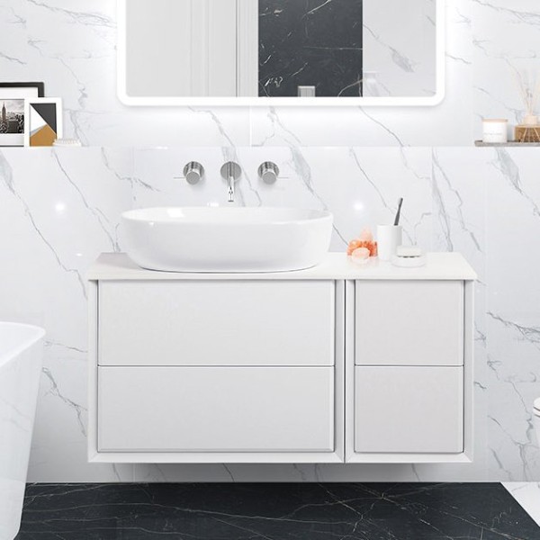 Тумба под раковину со столешницей Cezares Bellagio 106 подвесная, bianco opaco