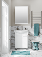 Тумба с раковиной Runo Эрика 50 напольная, глянцевая белая