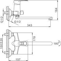 Смеситель с длинным изливом для ванны Frap H701 F22701-B Смеситель с длинным изливом для ванны Frap H701 F22701-B