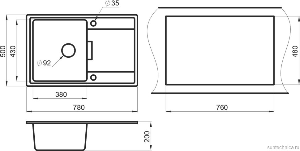 Мойка кухонная Granula 7804, алюминиум