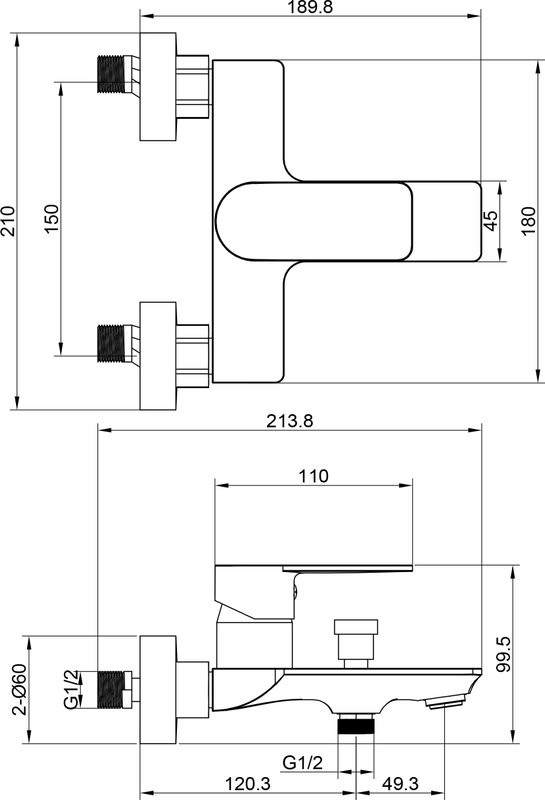 Смеситель для ванны с душем beWash Purify BVMM0BT500 хром