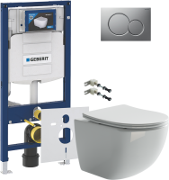 Комплект Унитаз подвесной Ceramicanova Forma CN3009 безободковый + Крепления Geberit Duofix 111.815.00.1 к стене + Инсталляция UP 320 111.300.00.5 + Кнопка Sigma 01 115.770.JQ.5 лакированная, матовый хром + Звукоизоляция