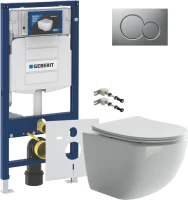 Комплект Унитаз подвесной Ceramicanova Forma CN3009 безободковый + Крепления Geberit Duofix 111.815.00.1 к стене + Инсталляция UP 320 111.300.00.5 + Кнопка Sigma 01 115.770.JQ.5 лакированная, матовый хром + Звукоизоляция