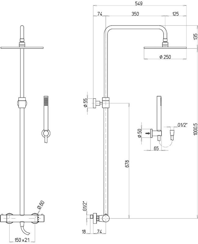 Душевая стойка Paini Cox 78PJ689TH