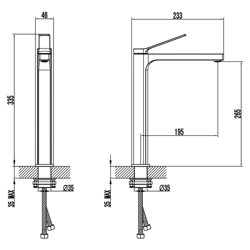 Смеситель для раковины-чаши Azario VISE высокий, черный (AZ-VQQ168R30PA)