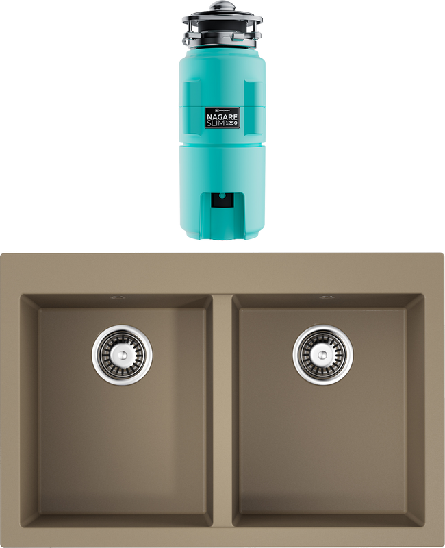 Комплект Мойка Omoikiri Bosen 80-2-SA бежевая + Измельчитель Nagare slim 1250-AZ azur blue