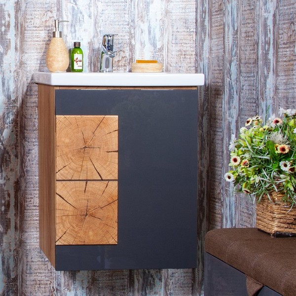 Тумба под раковину Бриклаер Фостер 50 дуб золотой, антрацит
