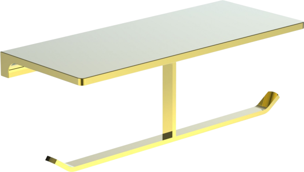 Держатель туалетной бумаги Wonzon & Woghand WW-9156-LG глянцевое золото, с полкой