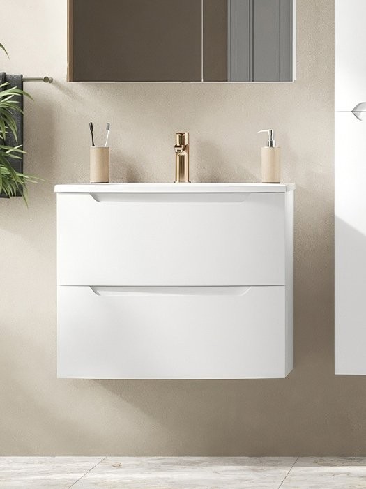 Тумба с раковиной Belux Ганновер НП 70-02 подвесная, глянцевая белая