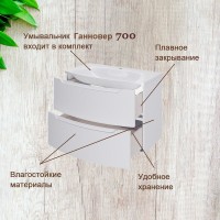 Тумба с раковиной Belux Ганновер НП 70-02 подвесная, глянцевая белая