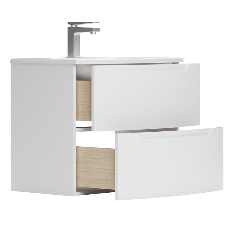 Тумба с раковиной Belux Ганновер НП 70-02 подвесная, глянцевая белая