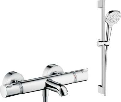 Смеситель для ванны с душем Hansgrohe Ecostat Comfort 13114000 термостат + душевой гарнитур Croma Select E Vario 26582400