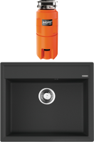 Комплект Мойка Omoikiri Daisen 60-BL черная + Измельчитель Nagare slim 500
