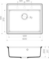 Комплект Мойка Omoikiri Daisen 60-BL черная + Измельчитель Nagare slim 500