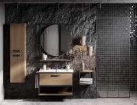 Зеркало AQUATON Лофт Фабрик 80 дуб эндгрейн, с полкой
