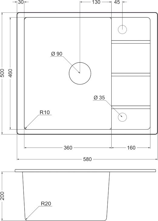 Мойка кухонная Emar Quartz EMQ-1580.Q морион