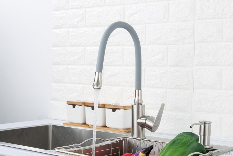 Смеситель для кухни Frap H48 F4448 с гибким изливом, сатин
